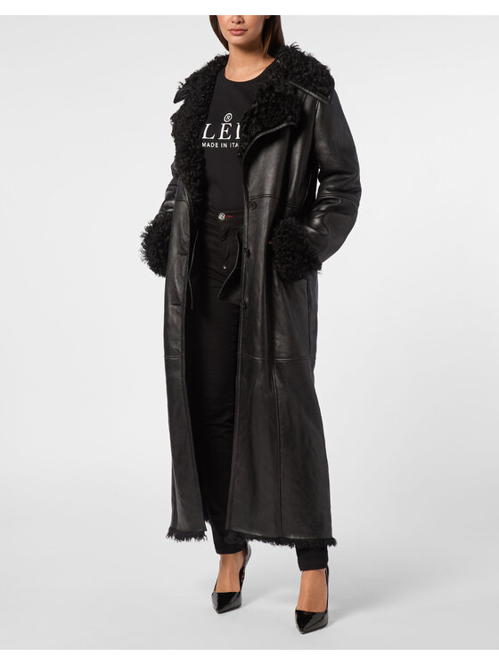 PHILIPP PLEIN PHILIPP PLEIN Cappotto in pelle 11449 Nero Loose Fit