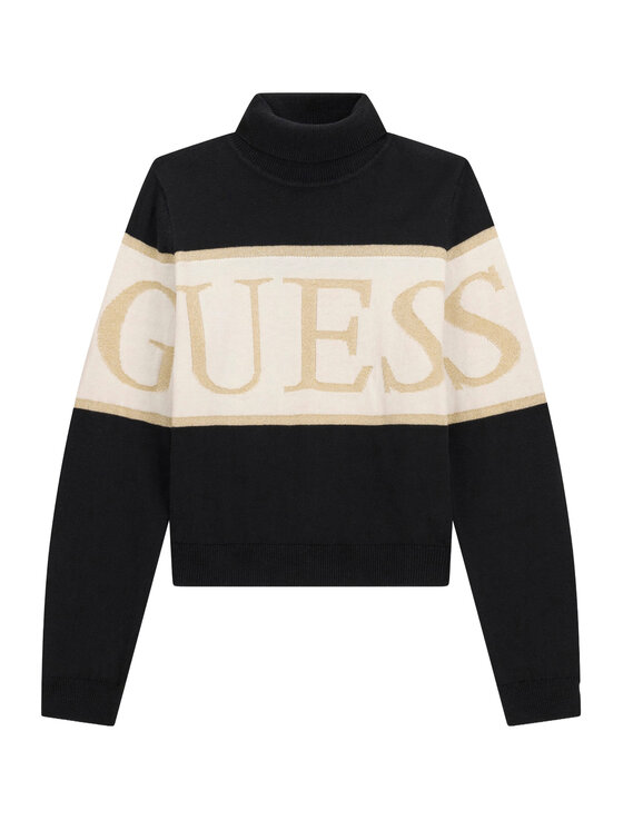 Guess Guess Bluză cu gât J6BR04 Z1338 Negru Regular Fit