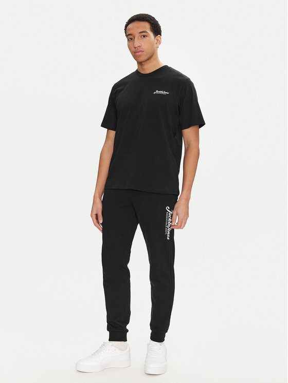 Jack & Jones Jack & Jones Set tricou și pantaloni de trening  Beau 12277849 Negru Relaxed Fit