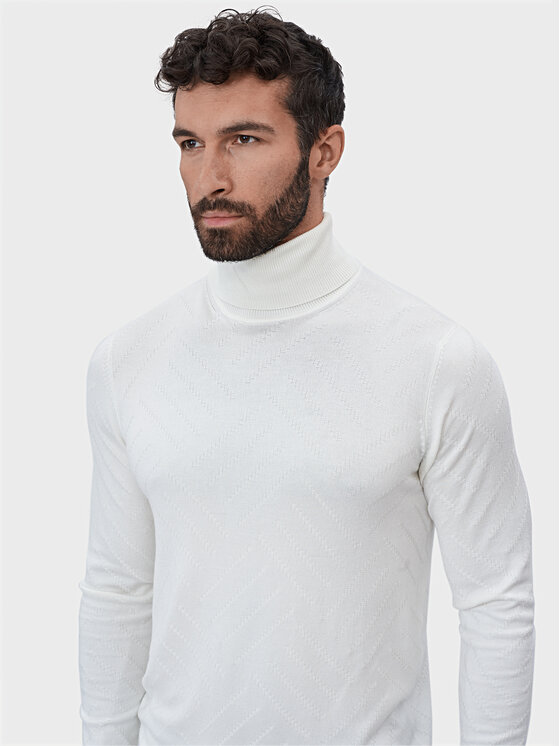 Evenemen Evenemen Sweter Golf Biały Slim Fit