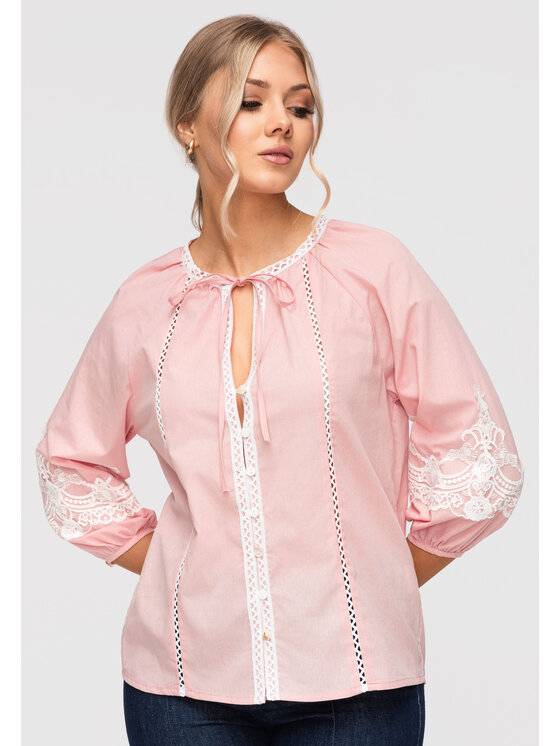 Ombre Ombre Koszula OW-SH-E0042 Różowy Loose Fit