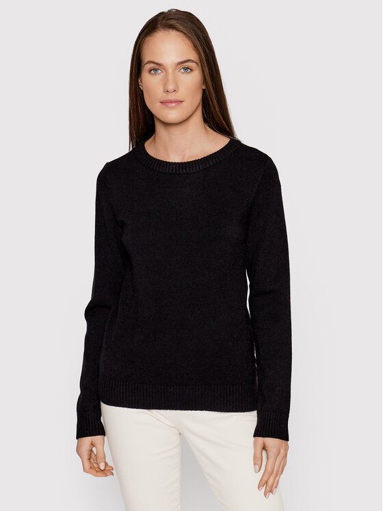 Vila Vila Pulover Ril 14054177 Negru Regular Fit