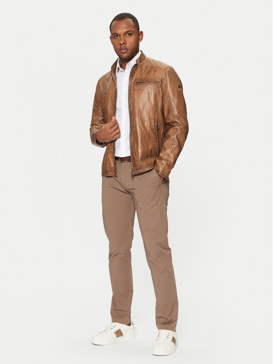 Milestone Milestone Geacă de piele Marco 991063 20305 Maro Regular Fit