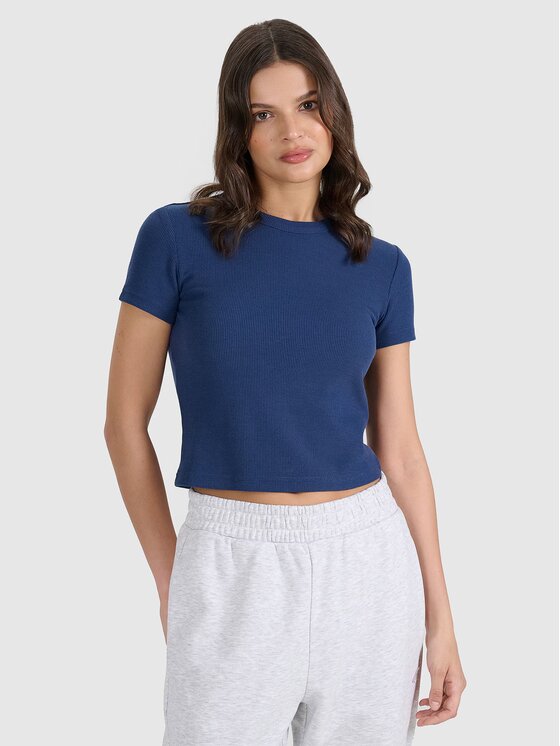 4F 4F Tričko 4FRSS25TTSHF2749-30S Modrá Slim Fit