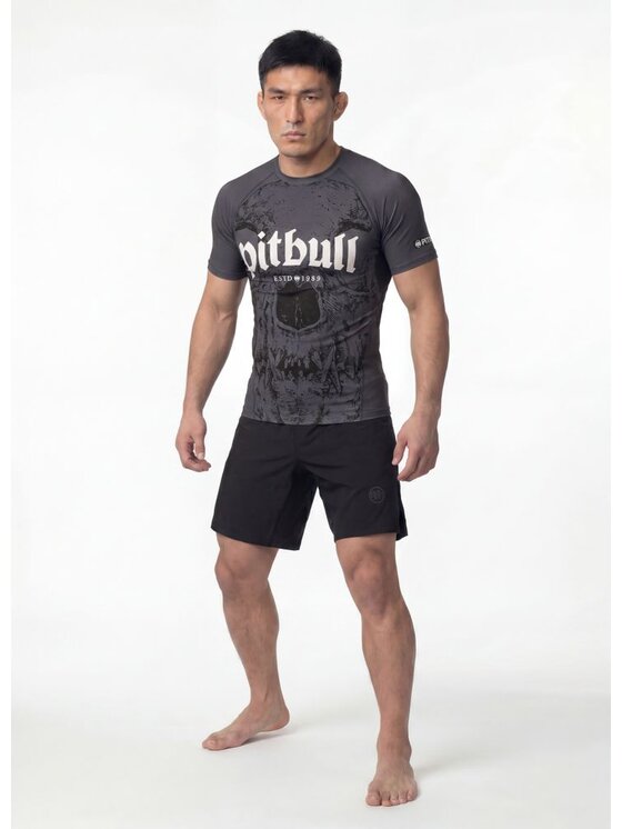 PITBULL PITBULL Koszulka techniczna SKULL LOGO Szary Regular Fit