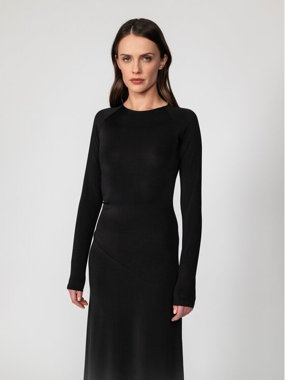 Nudyess Nudyess Sukienka codzienna Hamal Midi Czarny Fitted Fit