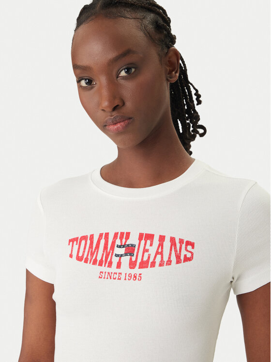 Tommy Jeans Tommy Jeans T-särk Wavy Flag DW0DW22272 Valge Slim Fit