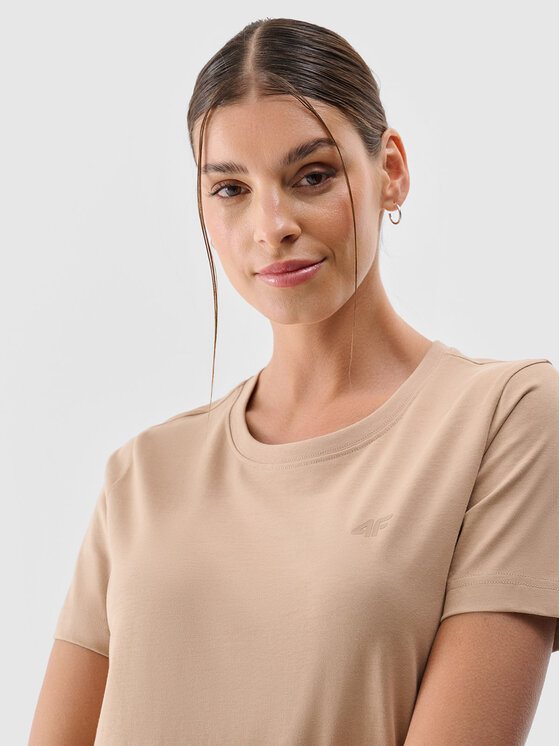 4F 4F T-Shirt NOS Beżowy Regular Fit