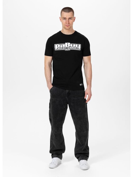 PITBULL PITBULL T-Shirt Koszulka Slim Fit Classic Boxing XS Czarny Regular Fit