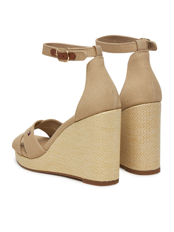 Tommy Hilfiger Tommy Hilfiger Sandały Flag High Wedge Espad Crisscross FW0FW08661 Beżowy