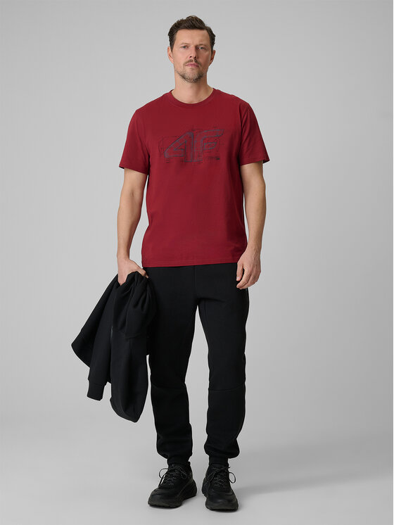 4F 4F T-Shirt COMMERCIAL 12 Czerwony ciemny Regular Fit