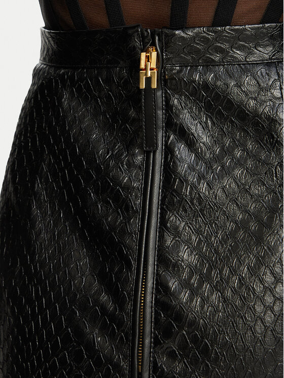 Elisabetta Franchi Elisabetta Franchi Пола от имитация на кожа GO-244-67E2-V440 Черен Fitted Fit