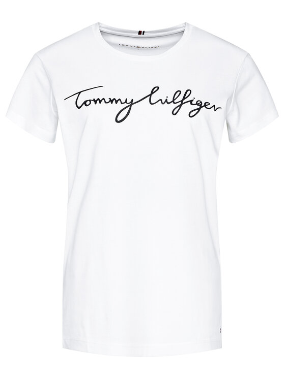 Tommy Hilfiger Tommy Hilfiger Marškinėliai Heritage Crew Neck Graphic Tee WW0WW24967 Balta Regular Fit