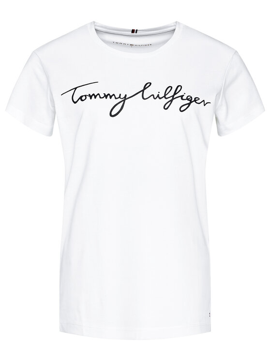 Tommy Hilfiger Tommy Hilfiger Tricou Heritage Crew Neck Graphic Tee WW0WW24967 Alb Regular Fit