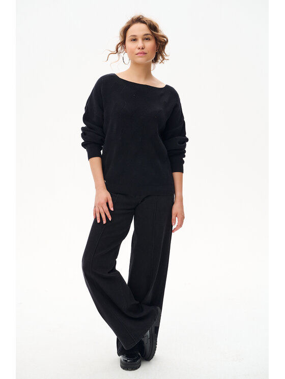 blue shadow blue shadow Sweter Reso Czarny Regular Fit