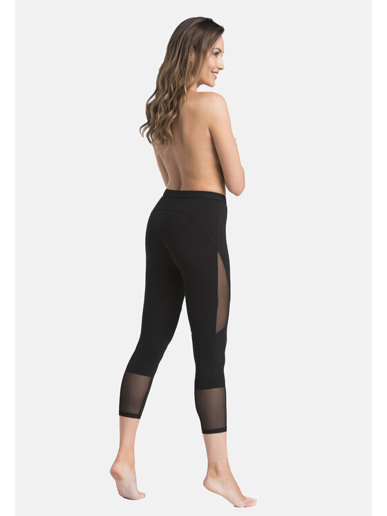 Teyli Teyli Legginsy bawełniane z siateczką Tina Czarny Regular Fit