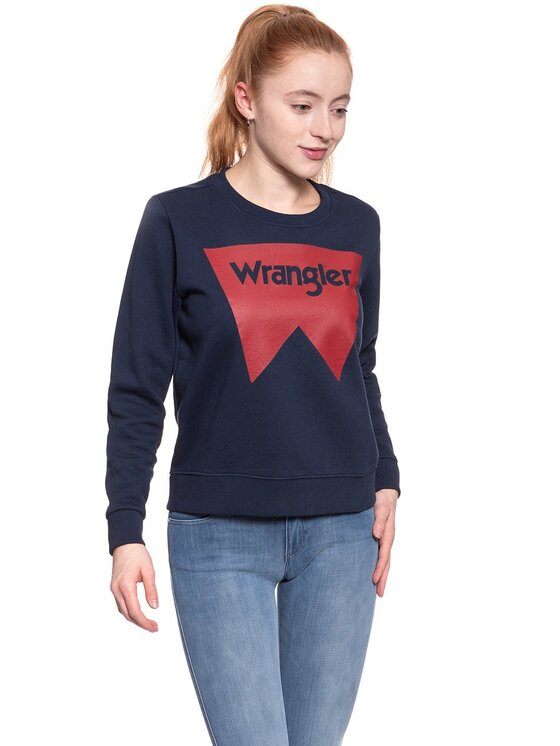 Wrangler Wrangler Bluza LOGO CREW Niebieski Regular Fit