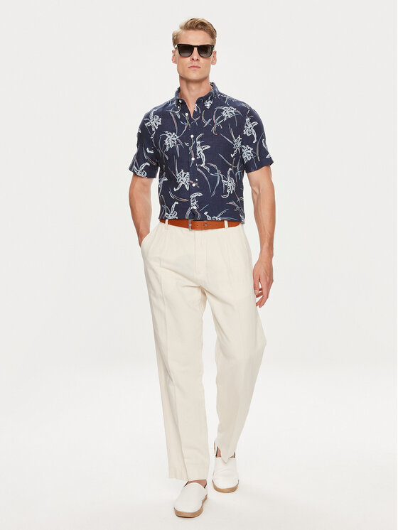 Tommy Hilfiger Hemd Tropical MW0MW34613 Dunkelblau Regular Fit 