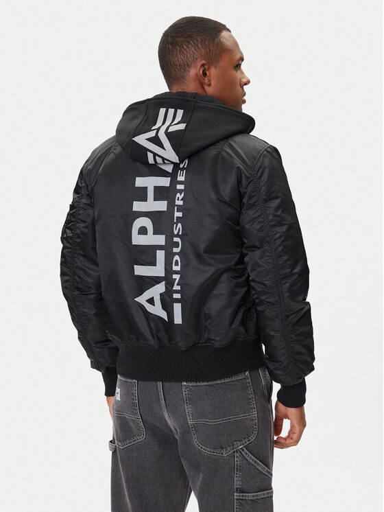 Alpha Industries Alpha Industries Kurtka bomber MA-1 Zip Hood Back Print 128113 Czarny Regular Fit