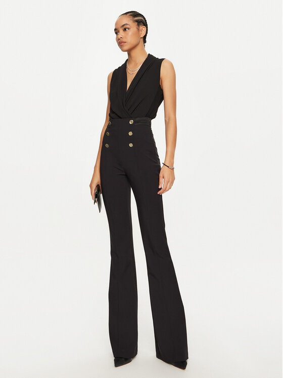 Elisabetta Franchi Elisabetta Franchi Kalhoty z materiálu PA-050-47E2-V860 Černá Regular Fit