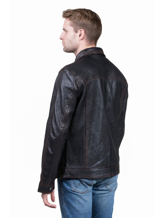 David Ryan David Ryan Kurtka skórzana ROCCO Czarny Regular Fit