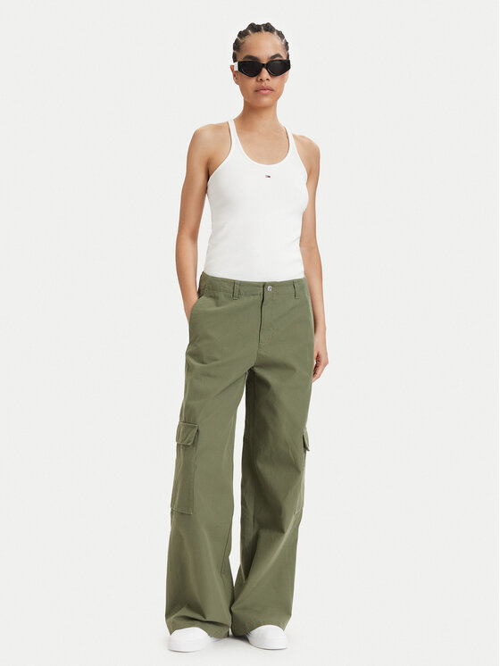 Tommy Jeans Tommy Jeans Τοπ Racerback DW0DW22264 Ανοιχτό μπεζ Slim Fit