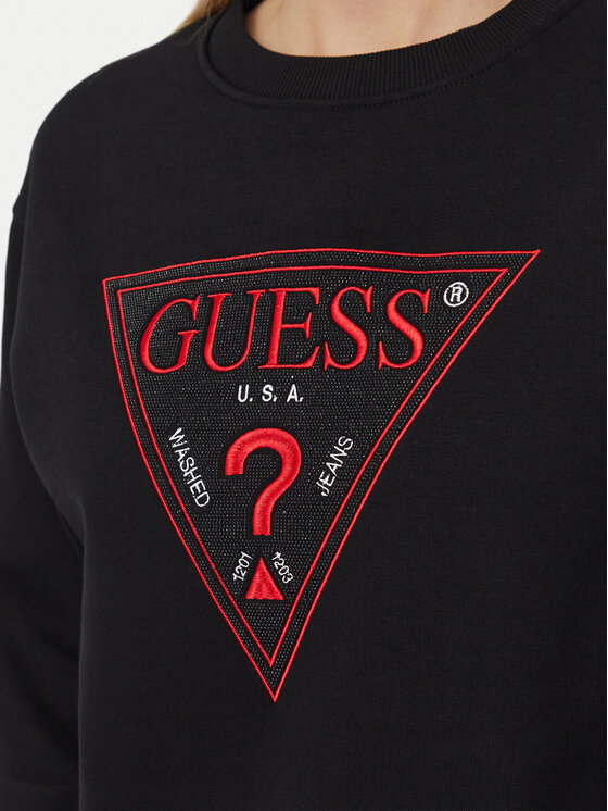 Guess Guess Majica dugih rukava W6BQ16 K6064 Crna Regular Fit
