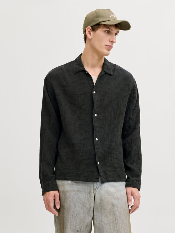 Jack & Jones Cămașă Nantucket 12291804 Negru Relaxed Fit