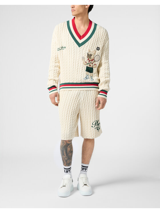 PHILIPP PLEIN PHILIPP PLEIN Sweter 30483 Biały Regular Fit