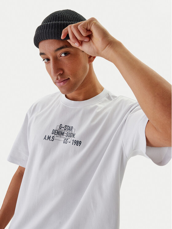 G-Star Raw G-Star Raw Marškinėliai Multi Technique D29296-E385 Balta Relaxed Fit