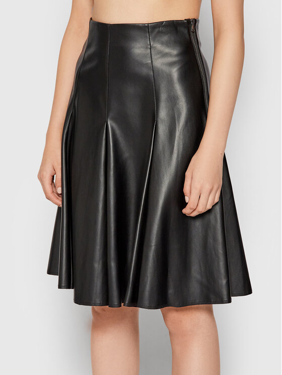 United Colors Of Benetton Fustă din imitație de piele 4IVR507S4 Negru Regular Fit