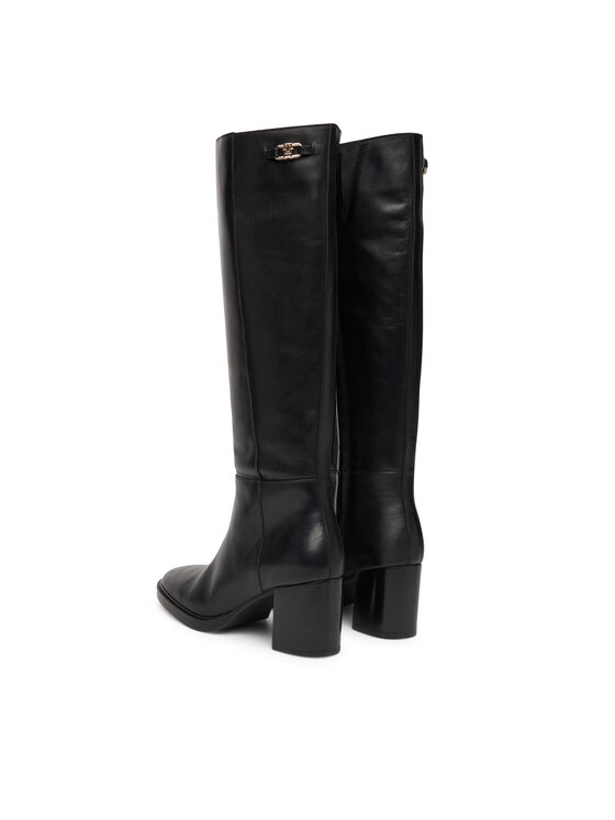 Tommy Hilfiger Tommy Hilfiger Μπότες Stacked Heel Leather Long Boot FW0FW08865 Μαύρο