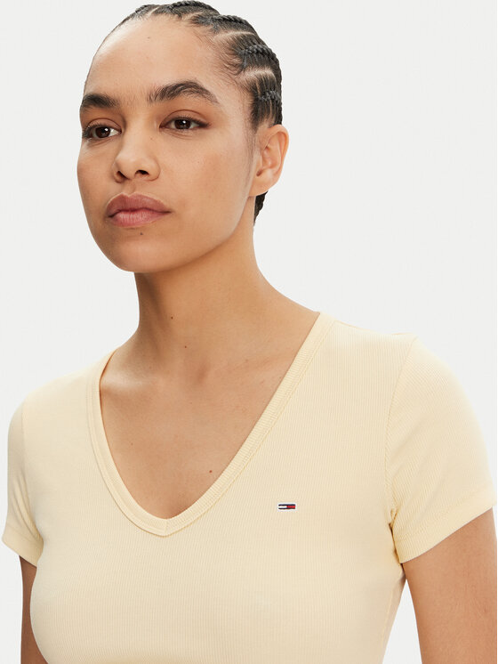 Tommy Jeans Tommy Jeans Marškinėliai Essential DW0DW17385 Geltona Slim Fit