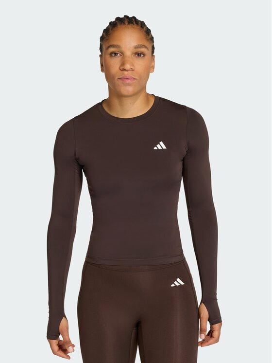 adidas adidas Koszulka techniczna 159091 Brązowy Fitted Fit
