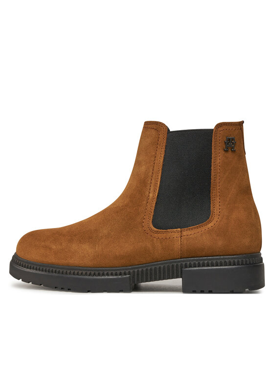 Tommy Hilfiger Tommy Hilfiger Gležnjarji Chelsea Casual Cleated Suede Chelsea FM0FM05037 Rjava
