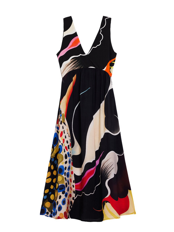 Desigual Desigual Nyári ruha Japan Opart Lacroix 26SWVW60 Fekete Regular Fit