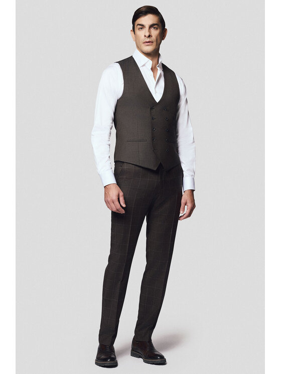 Lancerto Lancerto Kamizelka Trani KA073125000003 Brązowy Slim Fit