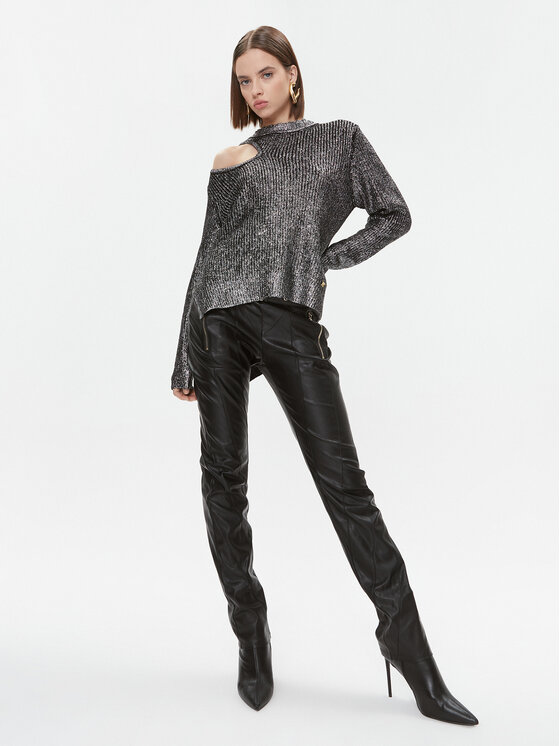 PINKO Pinko Svetr Piranha 102232 A1A3 Stříbrná Regular Fit