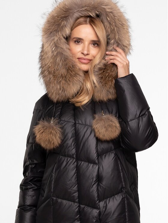 Perso Perso Kurtka damska BLH252535FXR Czarny Regular Fit