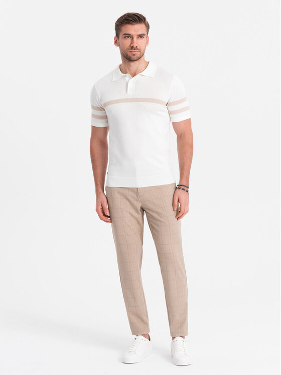Ombre Ombre Chino kalhoty OM-PACP-0187 Béžová Regular Fit