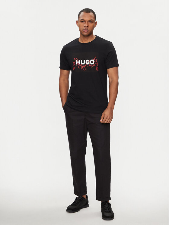 HUGO Hugo Marškinėliai Dulive 50506989 Juoda Regular Fit