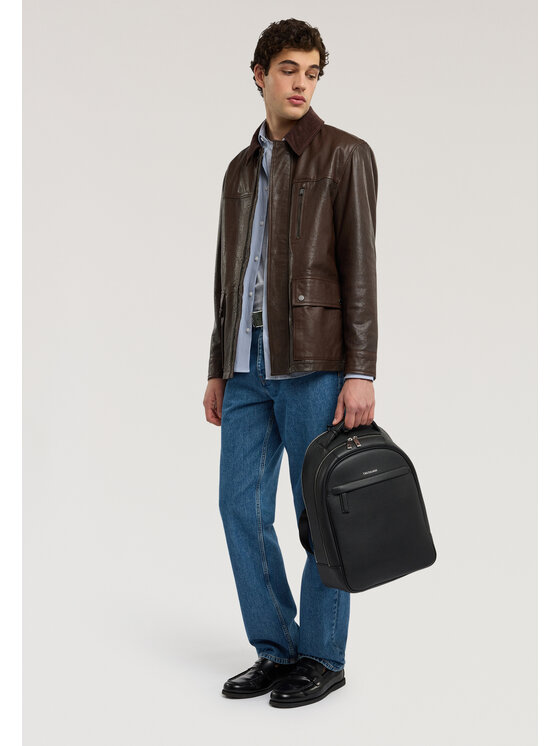 Trussardi Trussardi Giacca di pelle R309M000043N032 Marrone Regular Fit