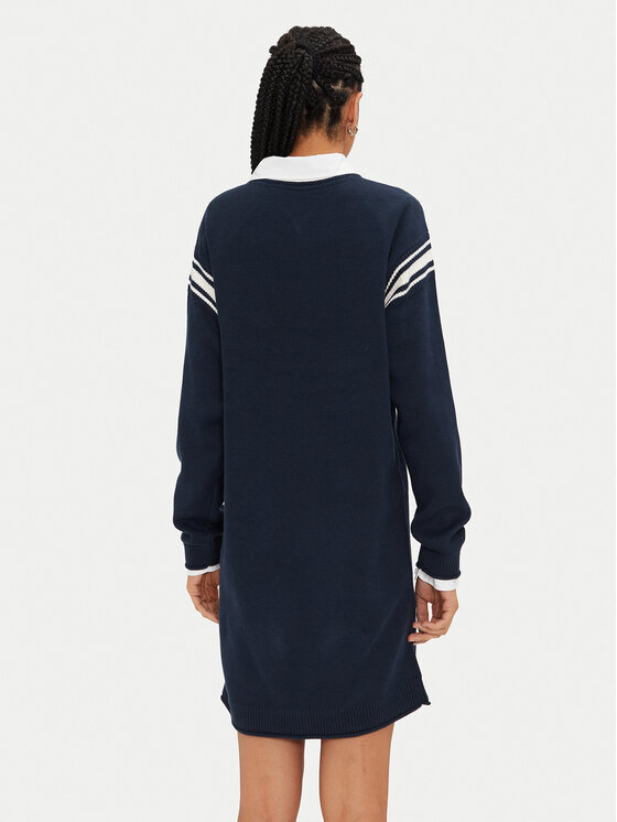 Tommy Jeans Tommy Jeans Sukienka dzianinowa Varsity DW0DW19807 Granatowy Regular Fit