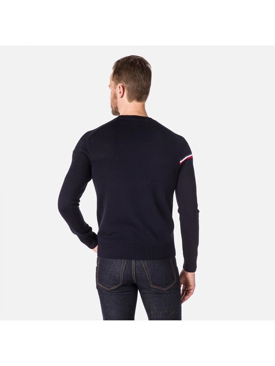 Rossignol Rossignol Sweter Odysseus Round Neck Granatowy Slim Fit