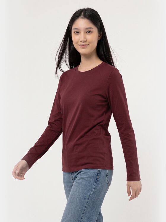 BASICLO BASICLO Longsleeve BSL-007-184 Bordowy Regular Fit