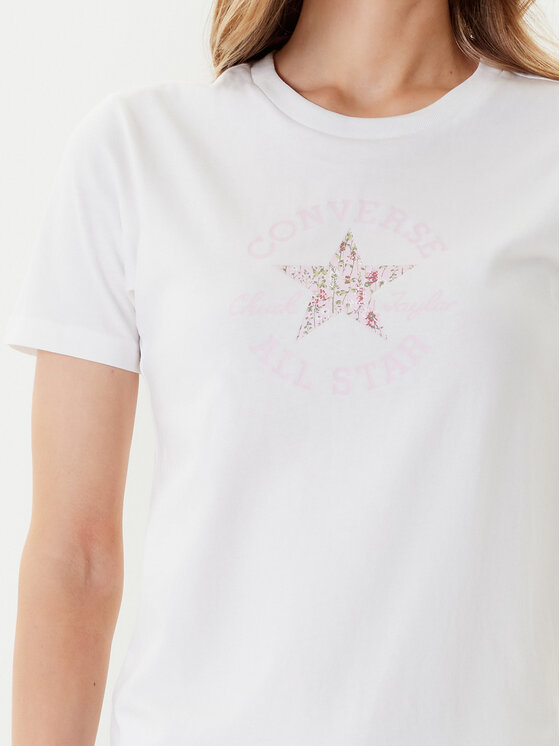 Converse Converse T-Shirt Floral Chuck Taylor 10027751-A01 Biały Regular Fit