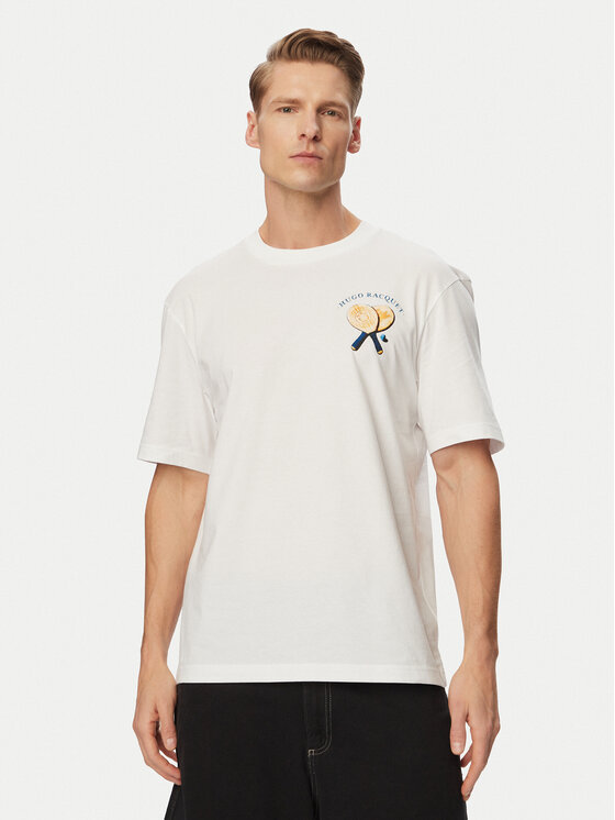 HUGO HUGO T-Shirt Nulaxo 50560093 Kremowy Regular Fit