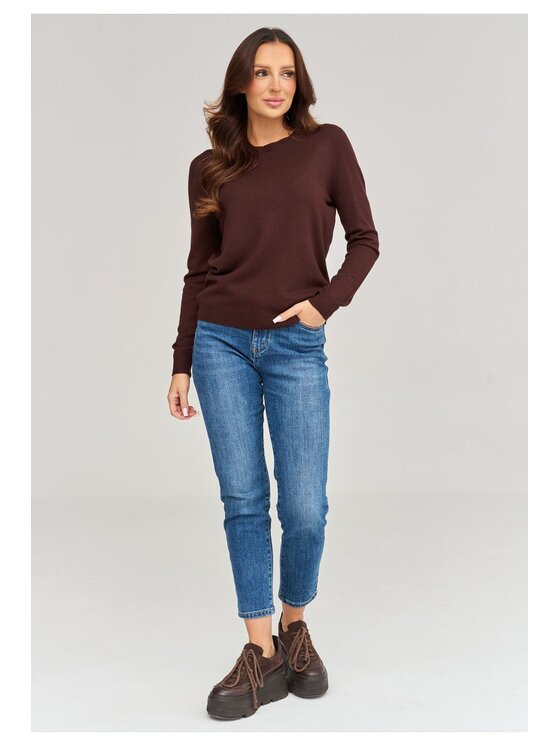 Makadamia Makadamia Sweter C105 Brązowy Loose Fit
