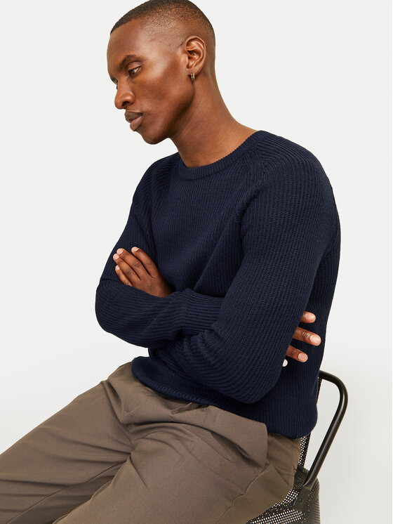 Jack & Jones Jack & Jones Sweter Pannel 12258471 Granatowy Regular Fit