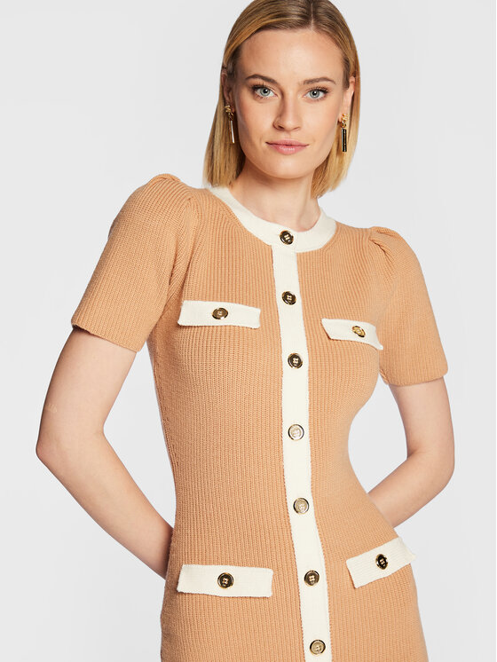 Elisabetta Franchi Elisabetta Franchi Úpletové šaty AM-69Q-26E2-V470 Béžová Slim Fit